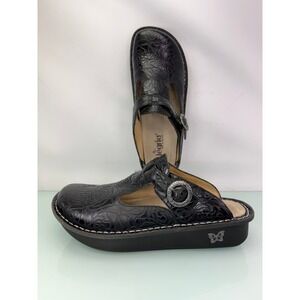 Alegria Clogs Mule Tooled Floral Leather Mary Jane 42 Black Comfort Shoes Nurse